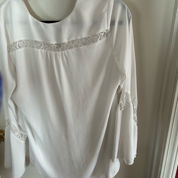 White House Black Market white semi sheer blouse. - Picture 2 of 2